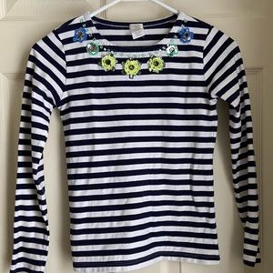 Crewcuts by J. Crew Stripe Top w/Jeweled Neckline size 12